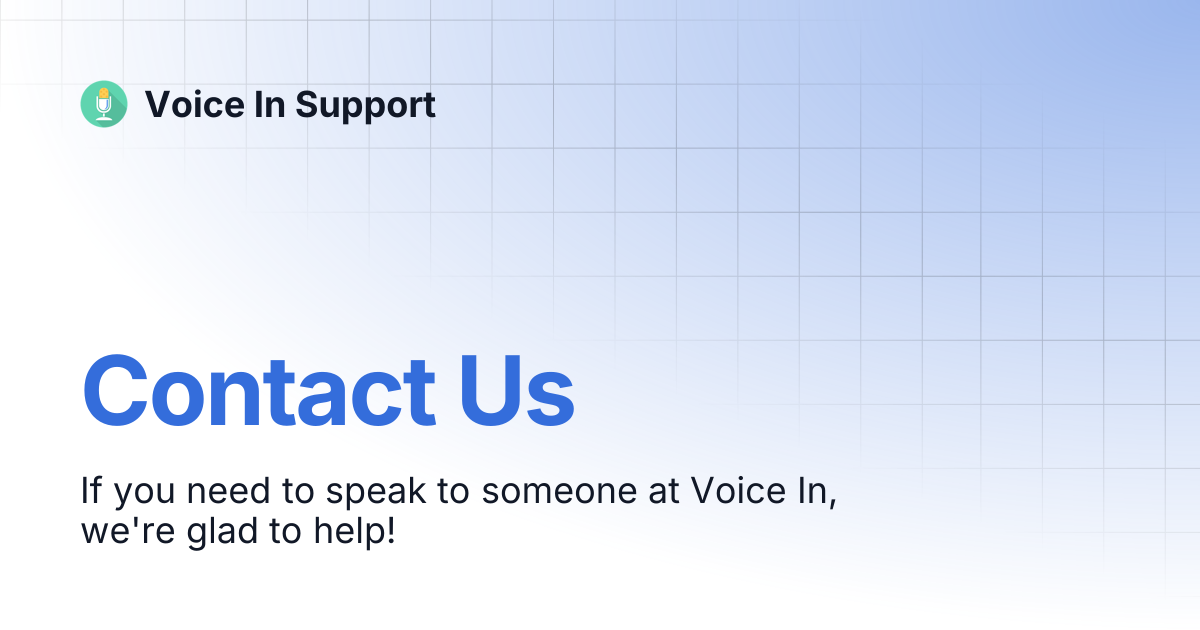 Contact Us | Voice In Support